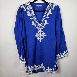 ANTONIO MELANI Blue Long Sleeve Tunic Womens Size M